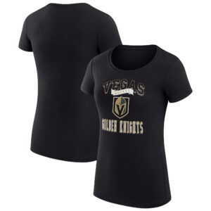 Women's G-III 4Her by Carl Banks Black Vegas Golden Knights Team Logo Graphic Fitted T-Shirt