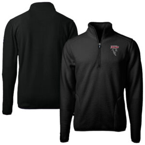 Men's Cutter & Buck Black Atlanta Falcons  Cascade Eco Sherpa Fleece Quarter-Zip Pullover Jacket