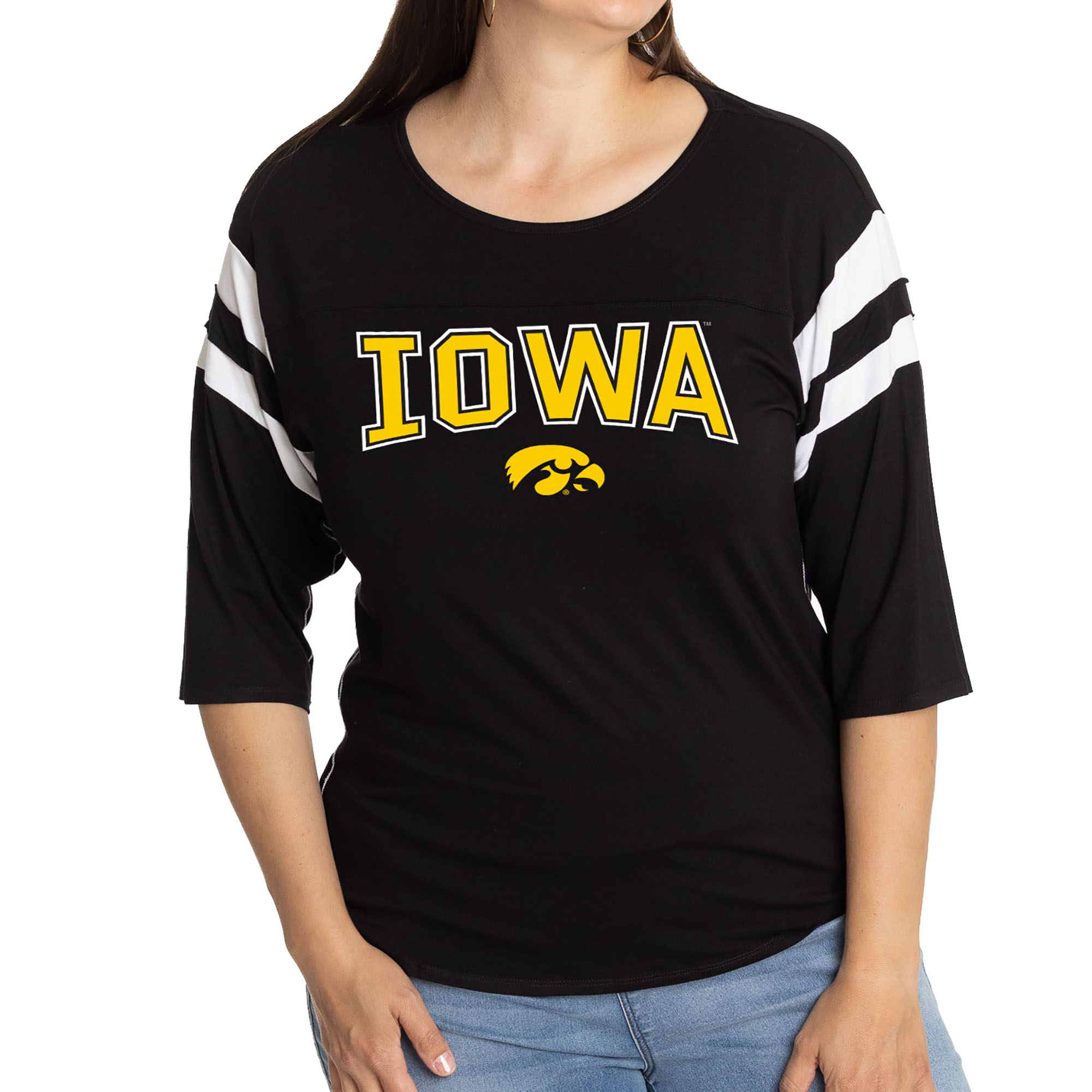 Women's Black Iowa Hawkeyes Abigail Jersey T-Shirt - Image 4