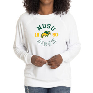 Women's White NDSU Bison Rylee Raglan Tri-Blend Long Sleeve T-Shirt