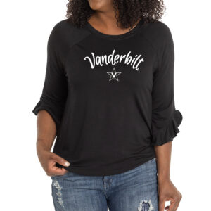 Women's Black Vanderbilt Commodores Renatta Ruffle Sleeve Top
