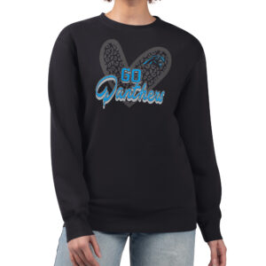 Women's G-III 4Her by Carl Banks Black Carolina Panthers Leopard Heart Pullover Sweatshirt