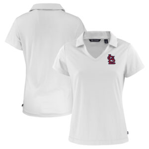 Women's Cutter & Buck White St. Louis Cardinals Daybreak Eco Recycled V-Neck Polo