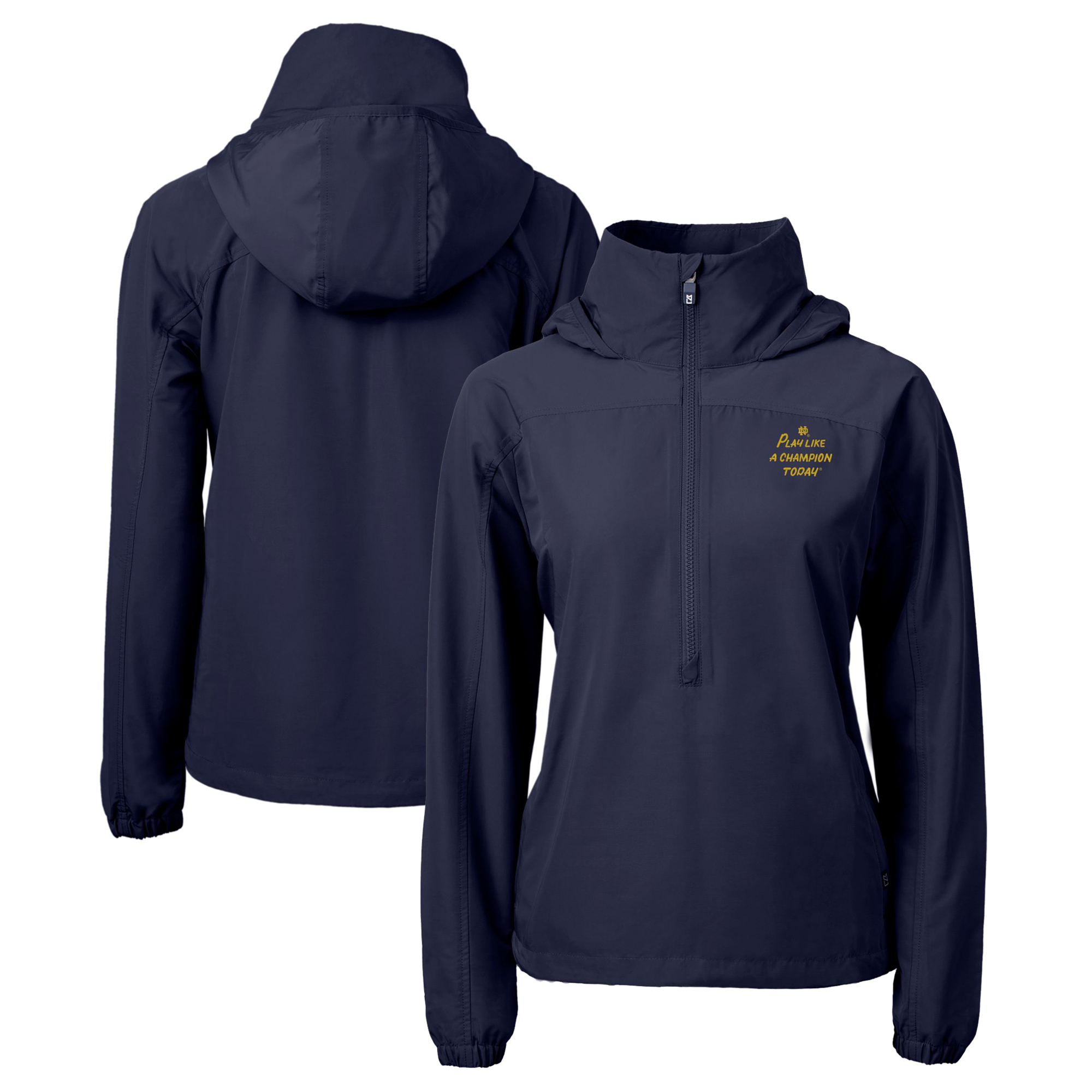 Women's Cutter & Buck Navy Notre Dame Fighting Irish Play Like A Champion Today Charter Eco Recycled Half-Zip Anorak Jacket - Image 5