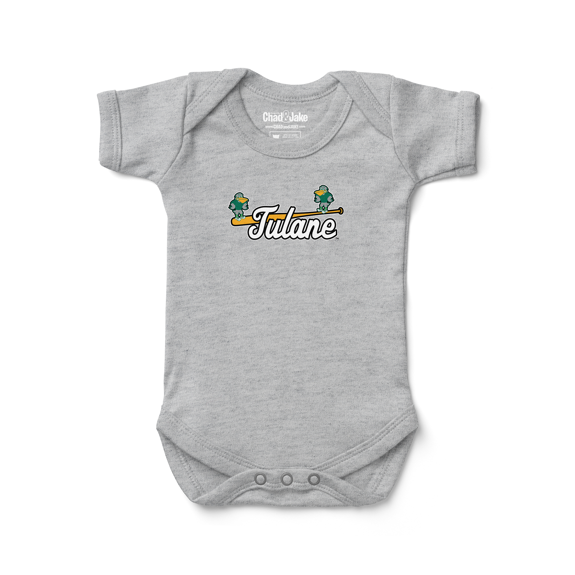 Newborn & Infant Chad & Jake Heather Gray Tulane Green Wave Baseball Logo Bodysuit