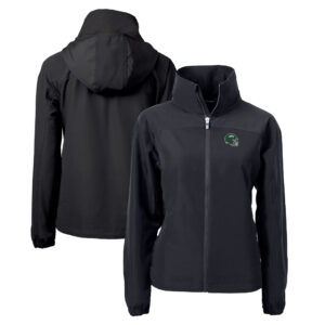Women's Cutter & Buck Black New York Jets Helmet Charter Eco Recycled Full-Zip Jacket
