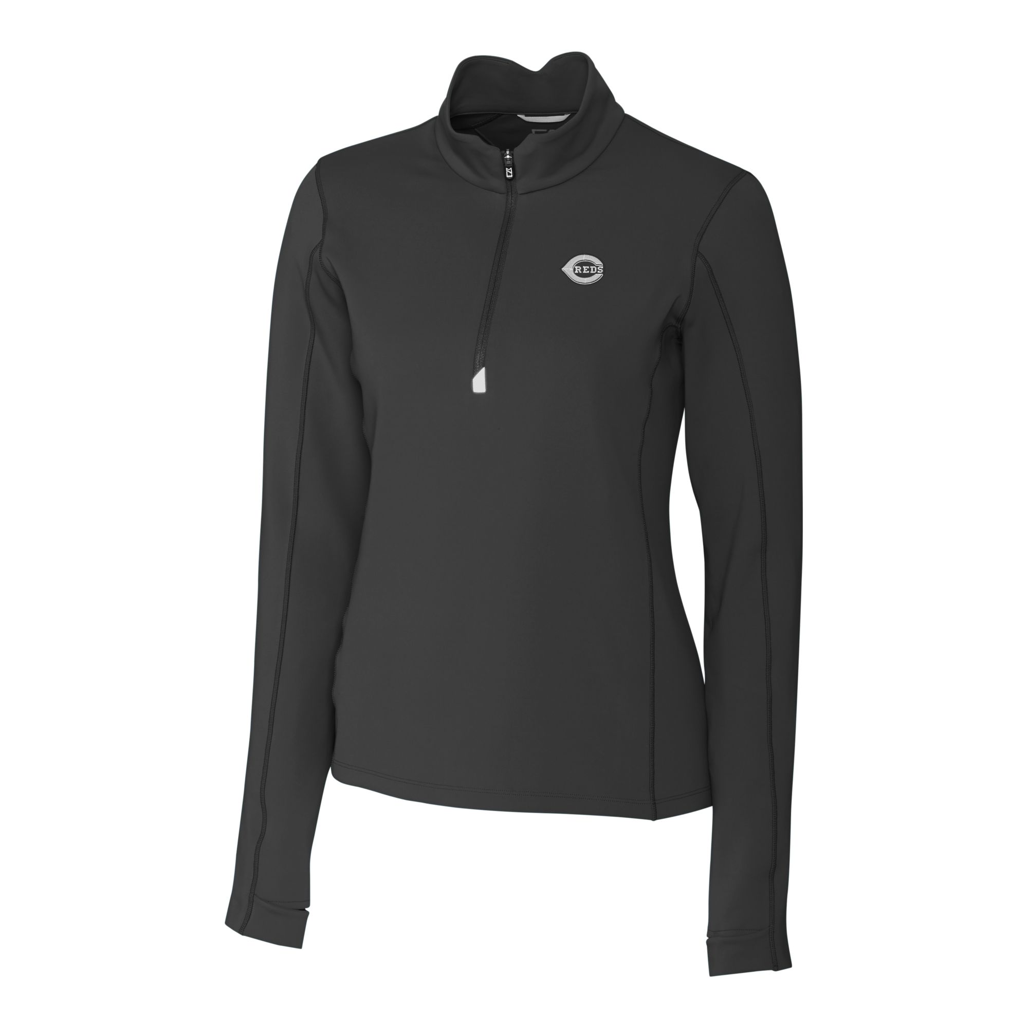 Women's Cutter & Buck Black Cincinnati Reds Traverse Stretch Quarter-Zip Pullover Top - Image 7