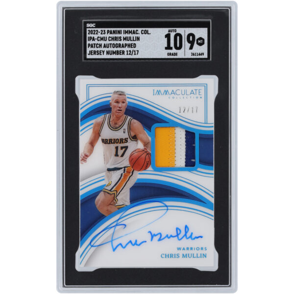 Chris Mullin Golden State Warriors Autographed 2022-23 Panini Immaculate Collection 3 Color Relic #IPA-CMU #12/17 SGC Authenticated 9/10 Card