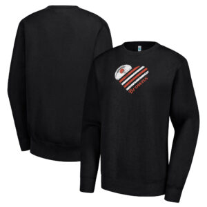 Women's G-III 4Her by Carl Banks Black Cleveland Browns Heart Fleece Tri-Blend Pullover Sweatshirt
