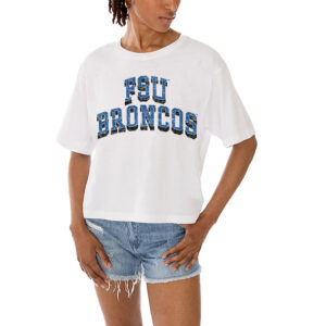 Women's Gameday Couture White Fayetteville State Broncos Claim To Fame Boxy Cropped T-Shirt