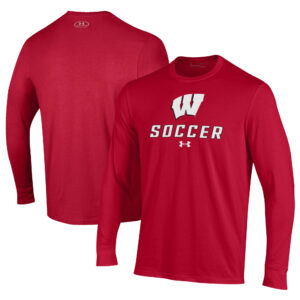 Men's Under Armour Red Wisconsin Badgers Soccer Performance Long Sleeve T-Shirt