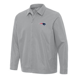 Men's Antigua Gray New England Patriots Pivot Full-Zip Jacket