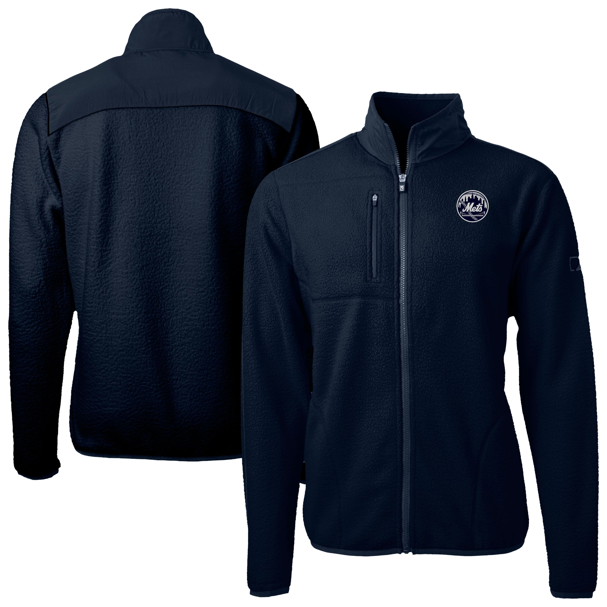 Men's Cutter & Buck Navy New York Mets Cascade Eco Sherpa Fleece Full-Zip Jacket - Image 5