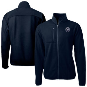 Men's Cutter & Buck Navy New York Mets Cascade Eco Sherpa Fleece Full-Zip Jacket