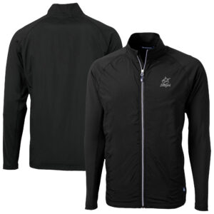 Men's Cutter & Buck Black Miami Marlins Adapt Eco Hybrid Recycled Full-Zip Jacket