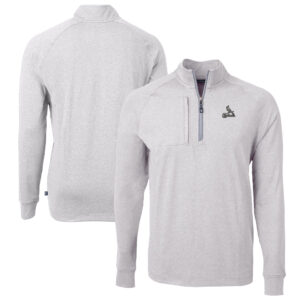 Men's Cutter & Buck Heather Gray St. Louis Cardinals Big & Tall Adapt Eco Knit Raglan Quarter-Zip Top