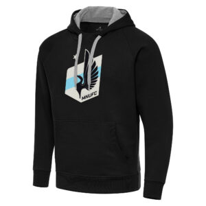 Men's Antigua Black Minnesota United FC Big & Tall Team Crest Victory Raglan Pullover Hoodie