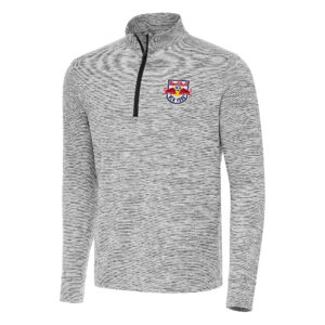 Men's Antigua Heather Charcoal/White New York Red Bulls Cause Quarter-Zip Top