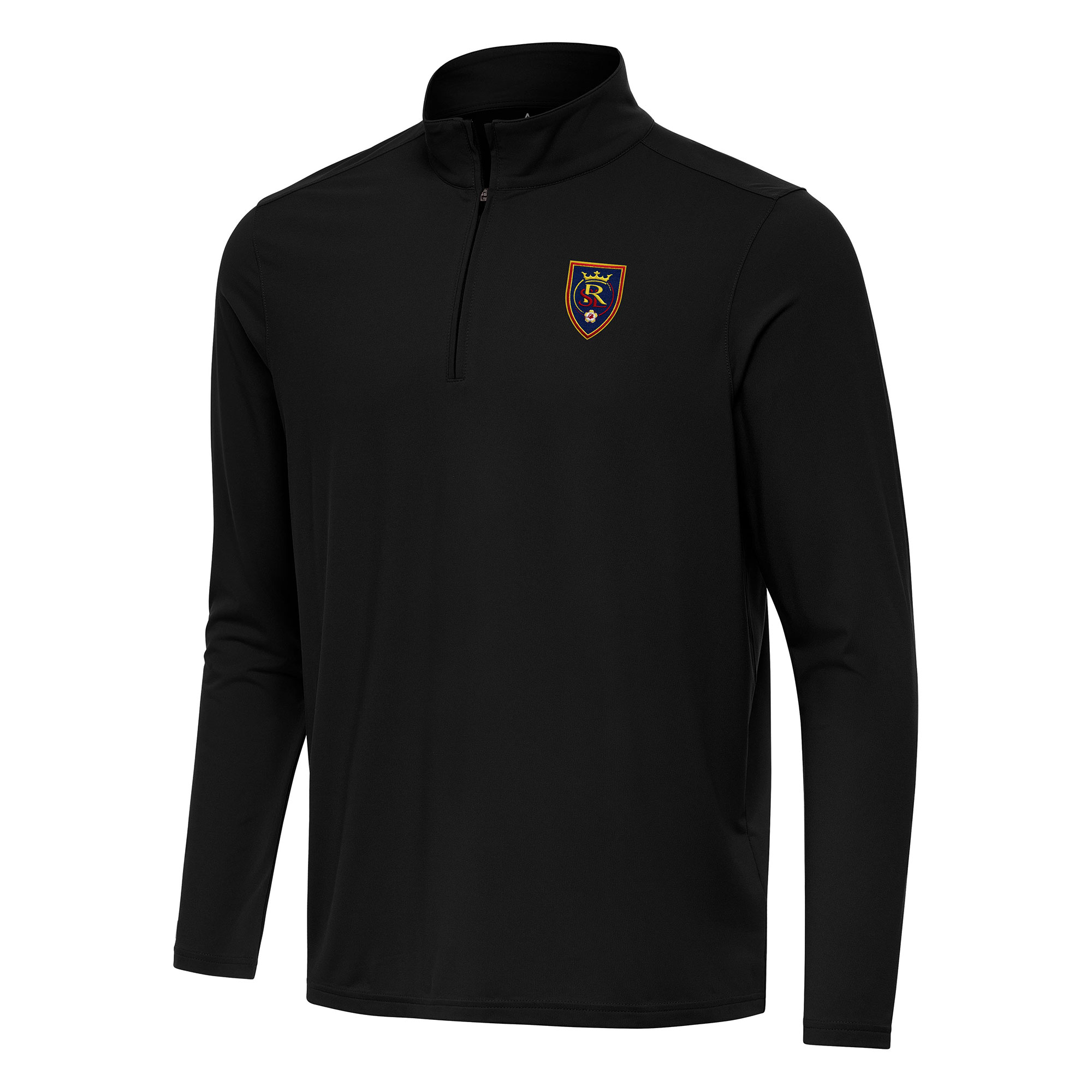 Men's Antigua Black Real Salt Lake Intent Quarter-Zip Jacket