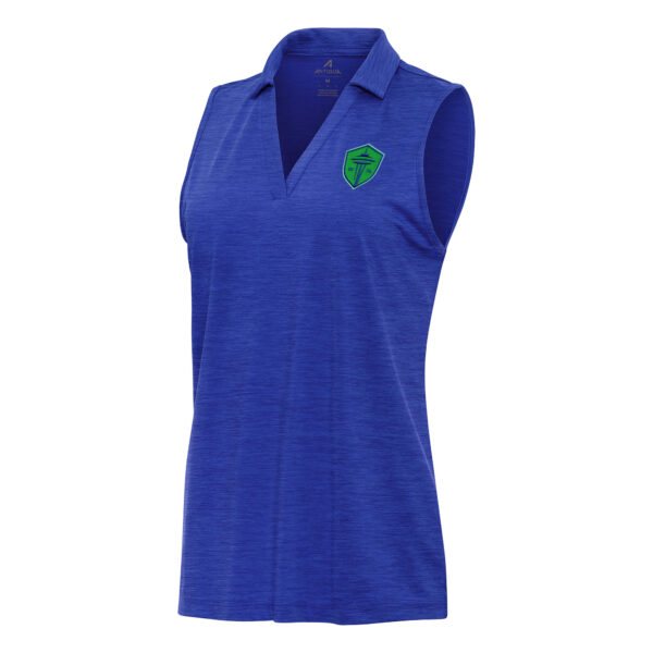 Women's Antigua Heather Blue Seattle Sounders FC Layout Sleeveless Polo