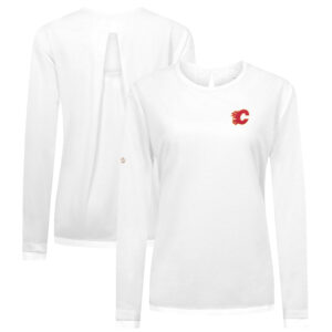 Women's Levelwear White Calgary Flames Sequoia Primary Logo Long Sleeve T-Shirt