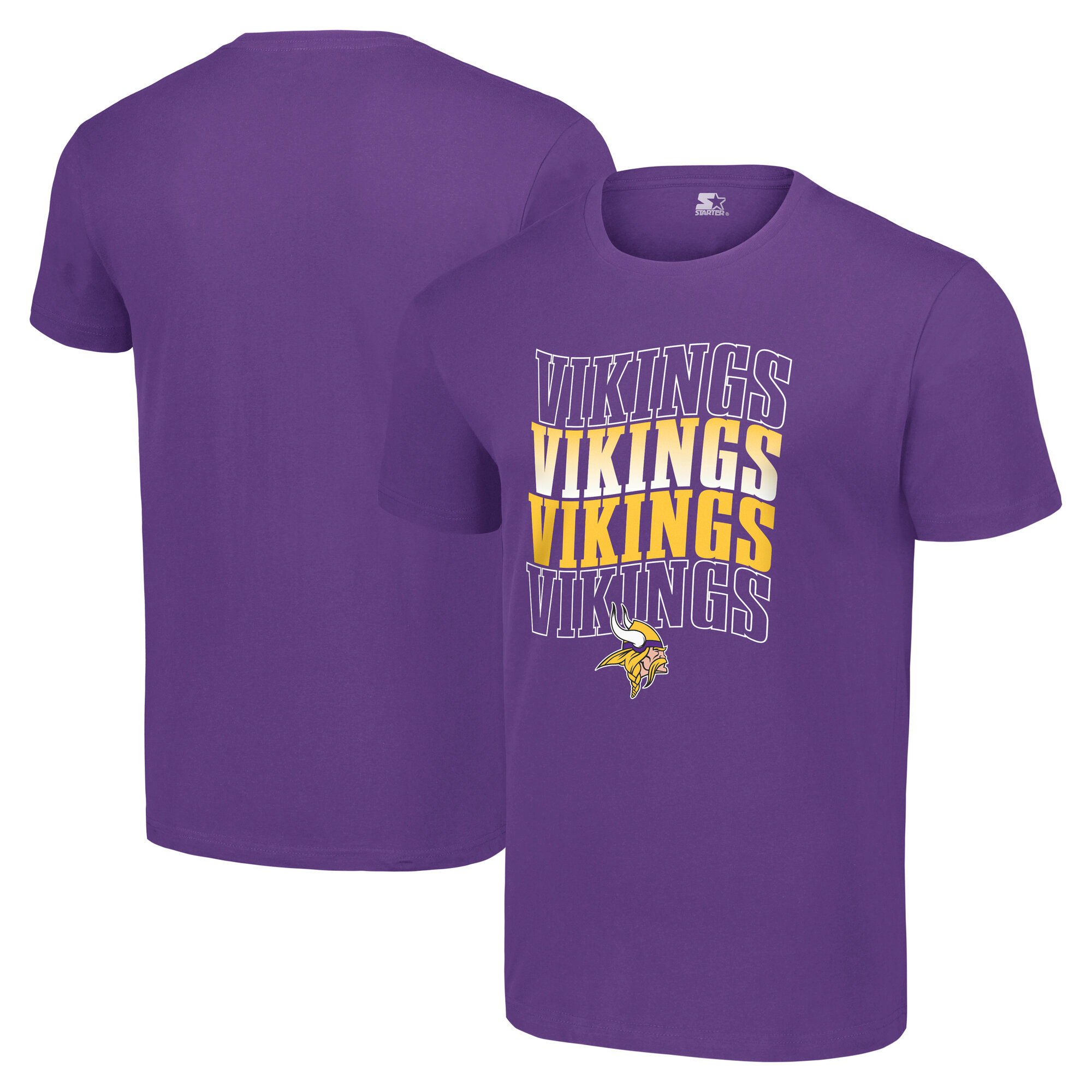 Men's Starter Purple Minnesota Vikings Four Team Name Logo T-Shirt - Image 8
