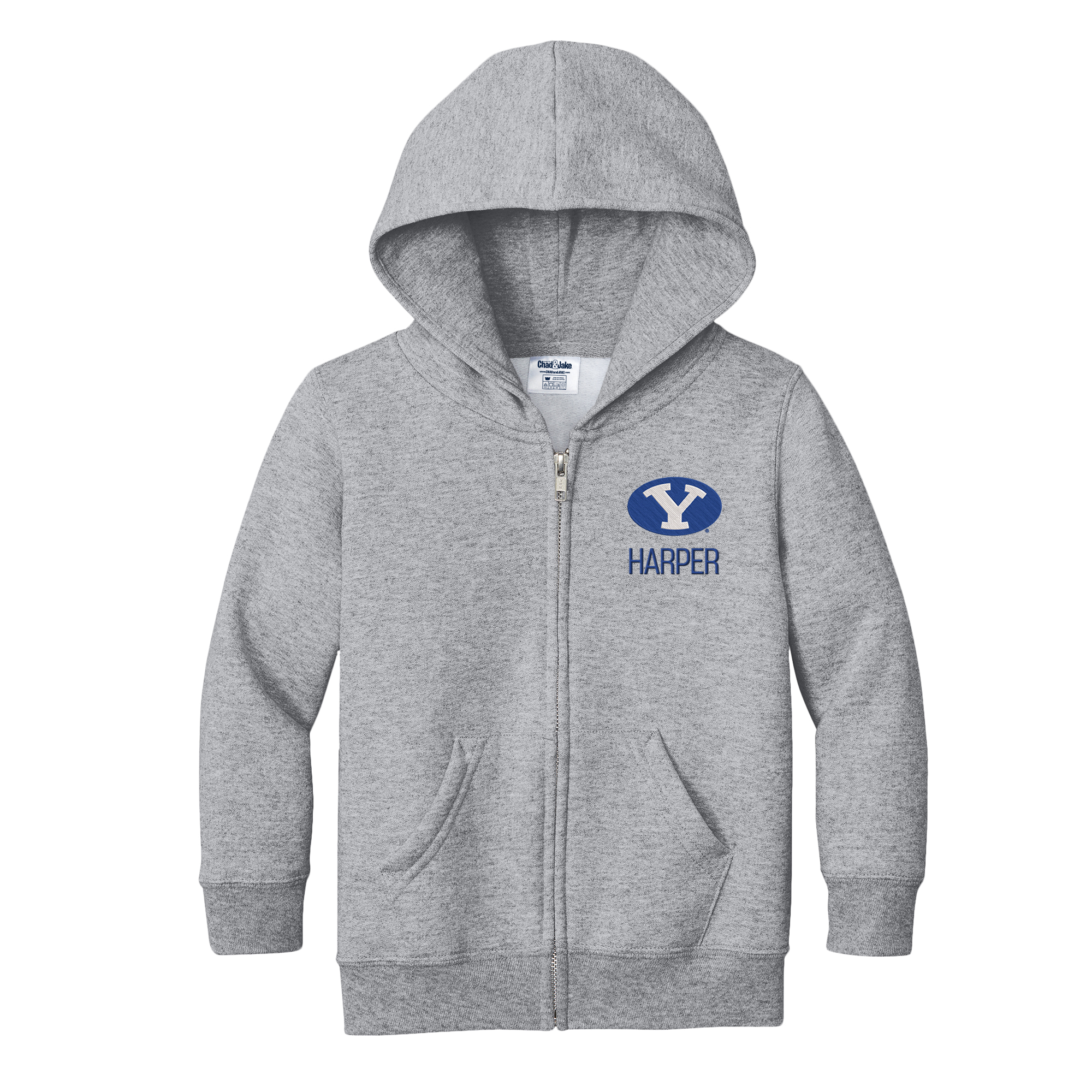 Toddler Chad & Jake Gray BYU Cougars Personalized Full-Zip Hoodie