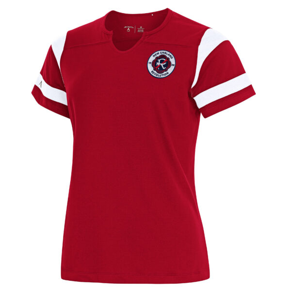 Women's Antigua Red New England Revolution Encounter Notch Neck T-Shirt