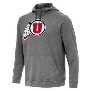Men's Antigua Heather Charcoal Utah Utes Cloud Pullover Hoodie