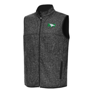 Men's Antigua Heather Black North Dakota Fortune Full-Zip Vest