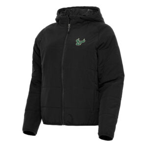 Women's Antigua Black South Florida Bulls Universe Full-Zip Puffer Jacket
