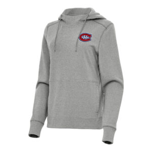 Women's Antigua  Heather Gray Montreal Canadiens Justice Pullover Hoodie