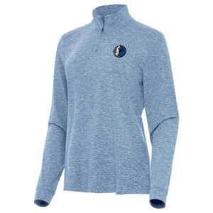 Women's Antigua  Heather Aqua Dallas Mavericks Mentor Quarter-Zip Mock Long Sleeve Top
