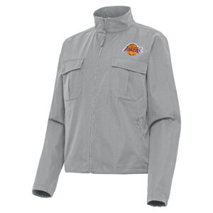 Women's Antigua  Gray Los Angeles Lakers Even Par Full-Zip Jacket