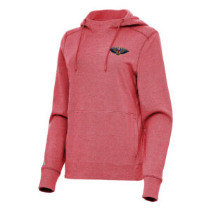Women's Antigua Heather Red New Orleans Pelicans Justice Pullover Hoodie