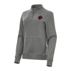 Women's Antigua Heather Black Toronto Raptors Crush Quarter-Zip Fleece Sweatshirt