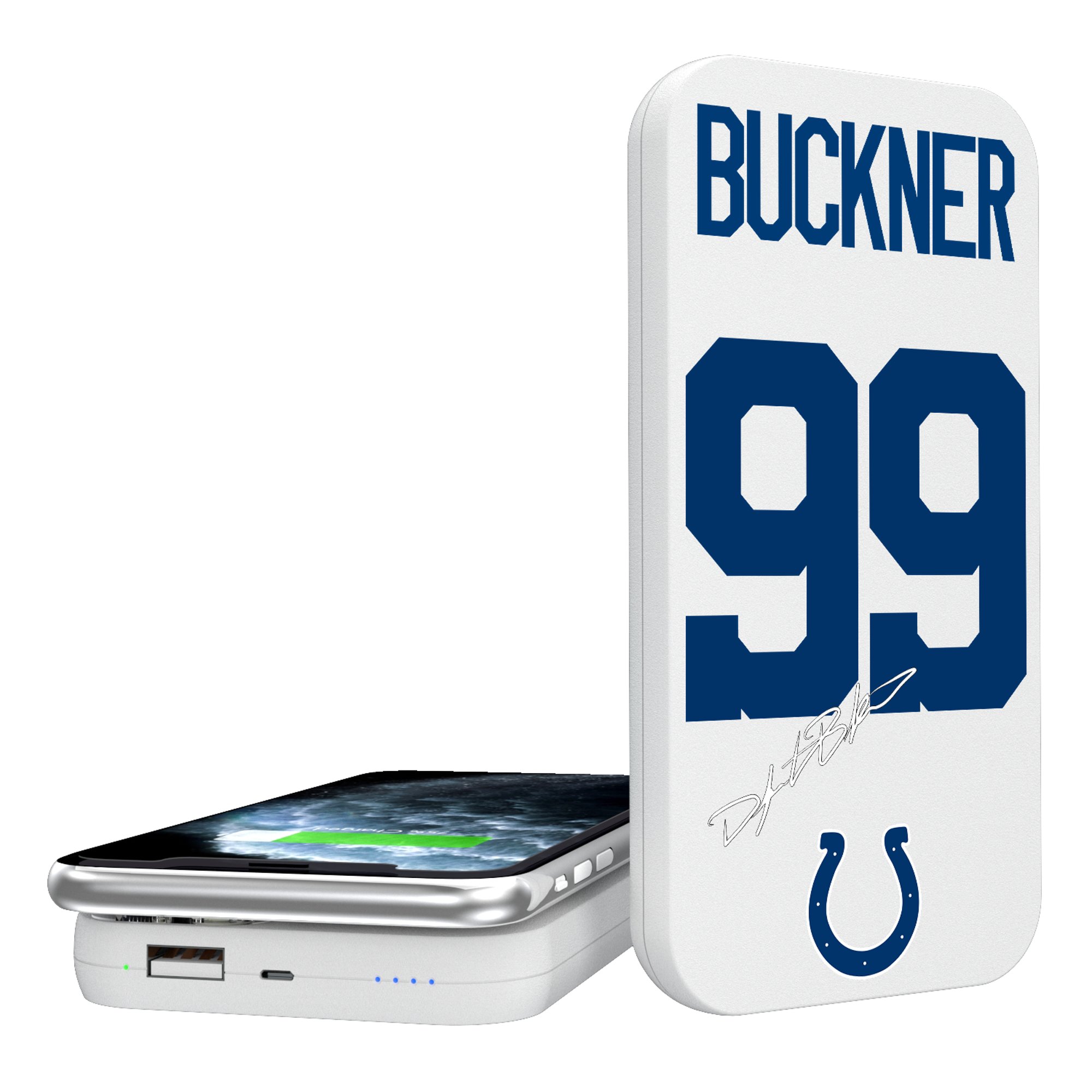 Keyscaper DeForest Buckner White Indianapolis Colts 5000 mAh Wireless Charging Bank