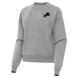 Women's  Antigua  Heather Gray Detroit Lions Victory Pullover Sweatshirt