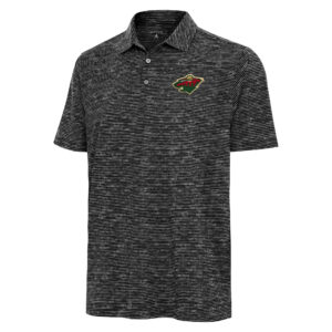 Men's Antigua  Heather Black Minnesota Wild Static Polo