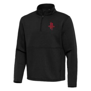 Men's Antigua Black Houston Rockets  Twist Quarter-Zip Pullover Top