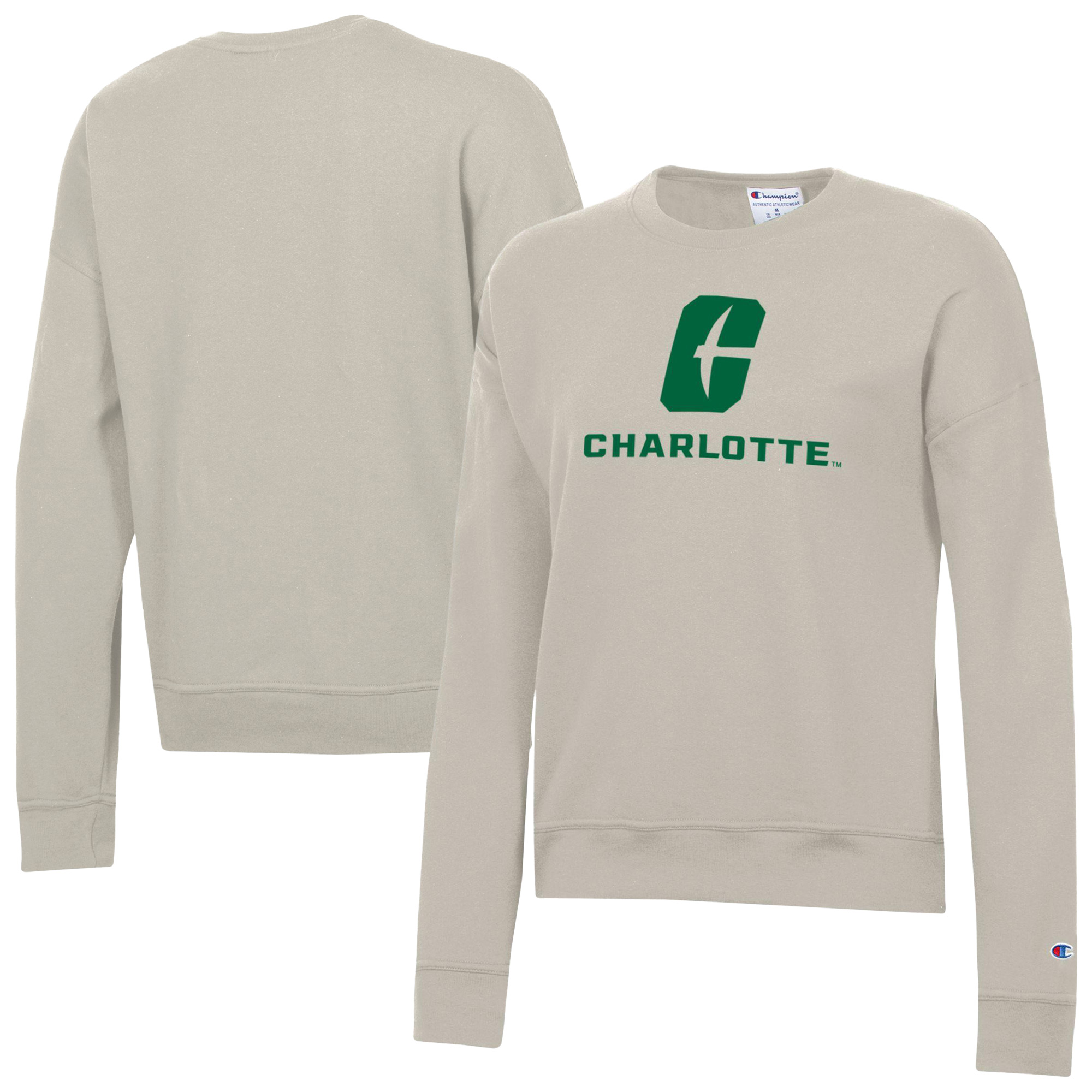 Women's Champion Oatmeal Charlotte 49ers Powerblend Pullover Sweatshirt