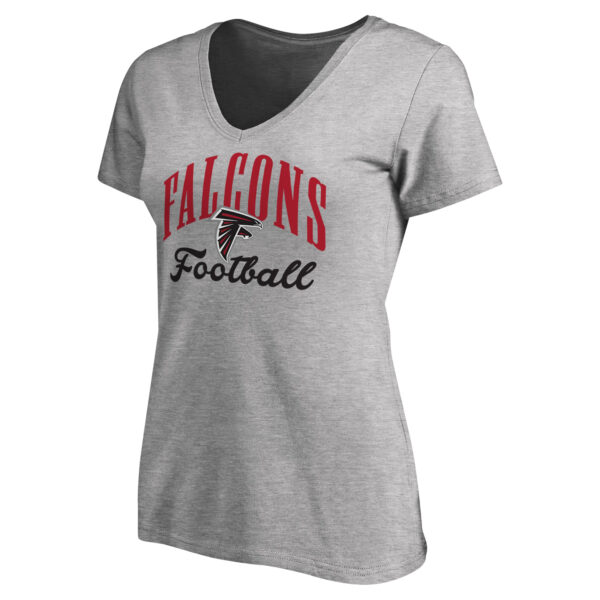 Women's Heather Gray Atlanta Falcons Victory Script V-Neck T-Shirt - Image 6