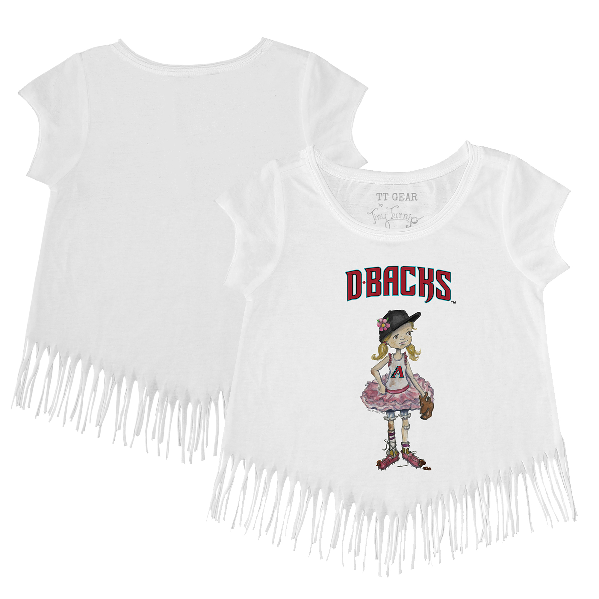 Girls Toddler Tiny Turnip White Arizona Diamondbacks Babes Fringe T-Shirt - Image 5