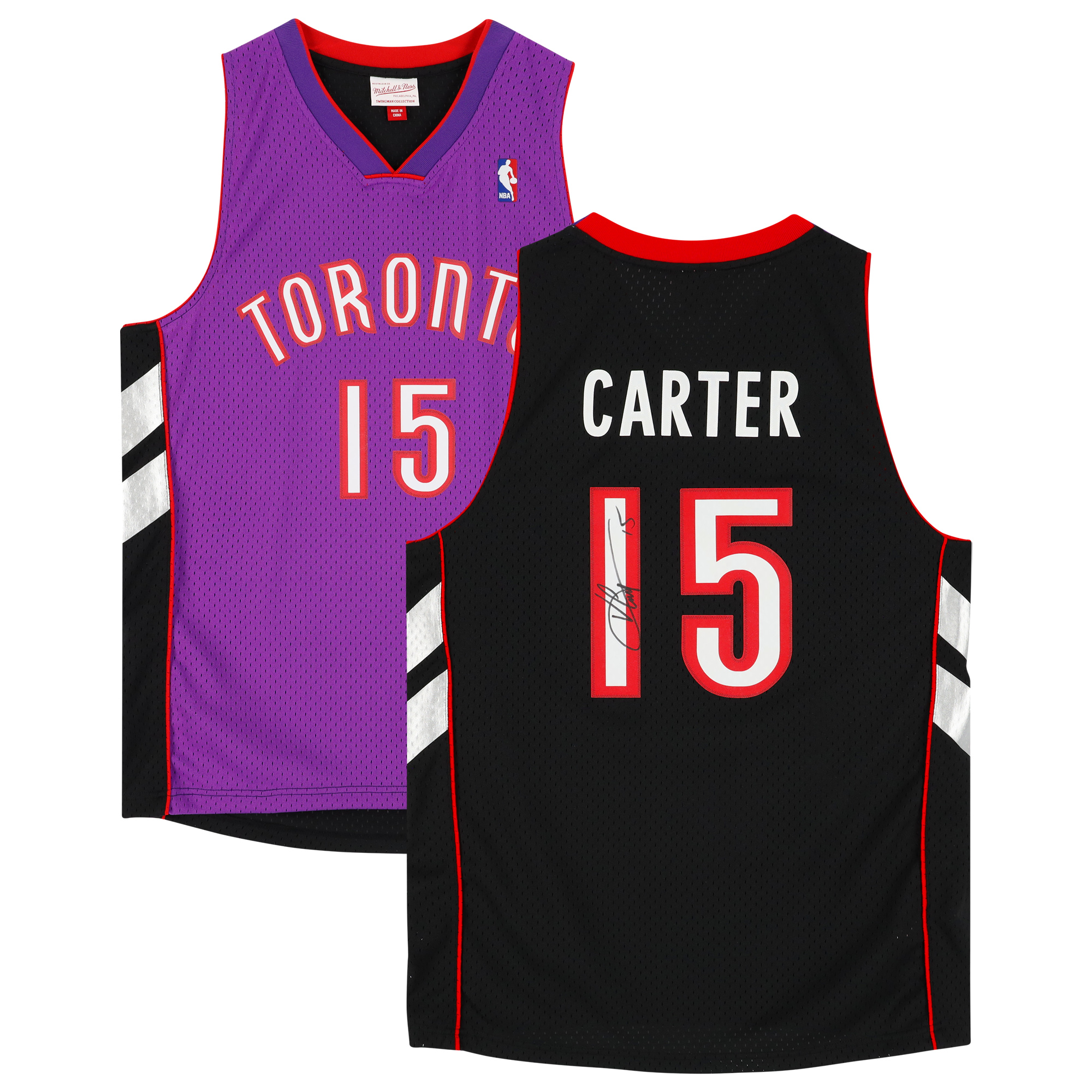 Vince Carter Toronto Raptors Autographed Purple 1999-00 Mitchell & Ness Swingman Jersey - Image 2