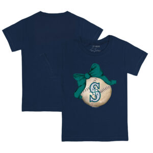 Infant Tiny Turnip Navy Seattle Mariners Baseball Bow T-Shirt