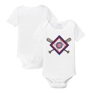 Infant Tiny Turnip White Chicago Cubs Diamond Cross Bats Bodysuit