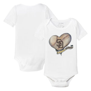 Infant Tiny Turnip White San Diego Padres Heart Banner Bodysuit