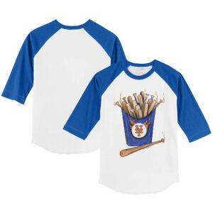 Infant Tiny Turnip White/Royal New York Mets Hot Bats Raglan 3/4 Sleeve T-Shirt
