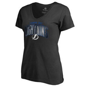 Women's Black Tampa Bay Lightning Arch Smoke V-Neck T-Shirt