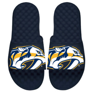 Youth ISlide Navy Nashville Predators Blown Up Logo Slide Sandals